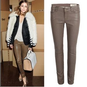 All Saints Petrel Brodie Coated Taupe Brown Skinny Jeans…